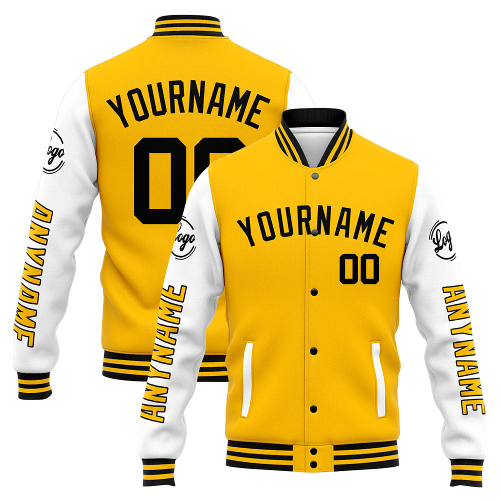 Chaqueta universitaria personalizada estilo Letterman para hombres-mujeres y jóvenes-color amarillo y negro