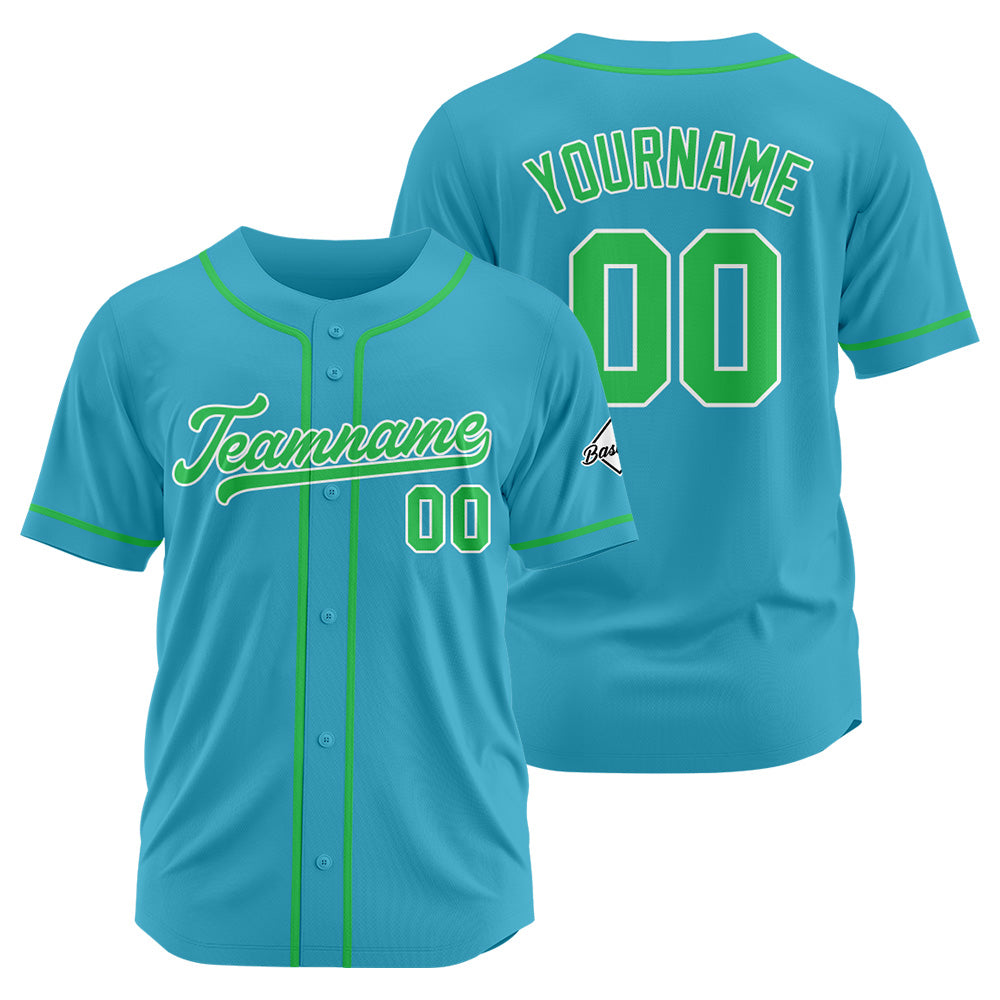 Camiseta de béisbol personalizada con diseño bordado & estilo hip hop & color azul claro-verde
