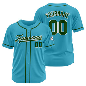 Camiseta de béisbol personalizada con diseño bordado & estilo hip hop & color azul claro y verde oscuro