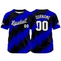 Camiseta de béisbol con dise?o personalizado estampado completo en negro y azul