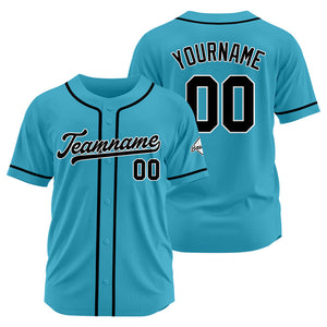 Camiseta de béisbol personalizada con diseño bordado & estilo hip hop & color azul claro y negro