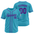 Camiseta de béisbol personalizada con diseño bordado & estilo hip hop & color azul claro-morado