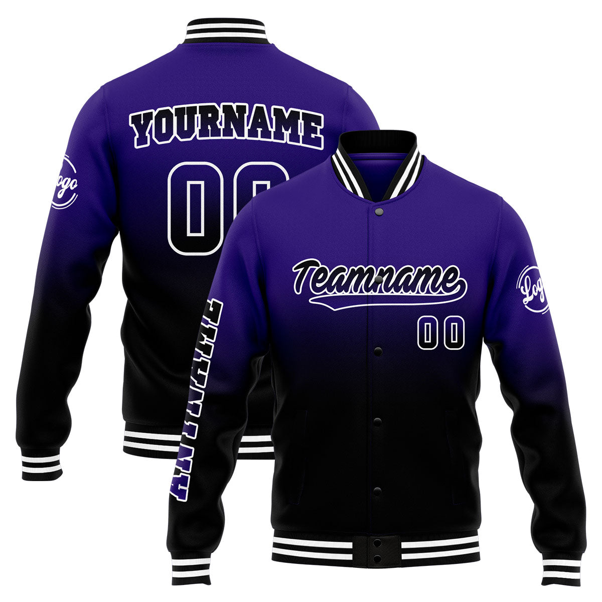 Chaqueta universitaria personalizada estilo Letterman para hombres-mujeres y jóvenes-color morado y negro