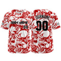Camiseta de béisbol personalizada para hombres mujeres ni?os y jóvenes con bordados e impresión en rojo y blanco