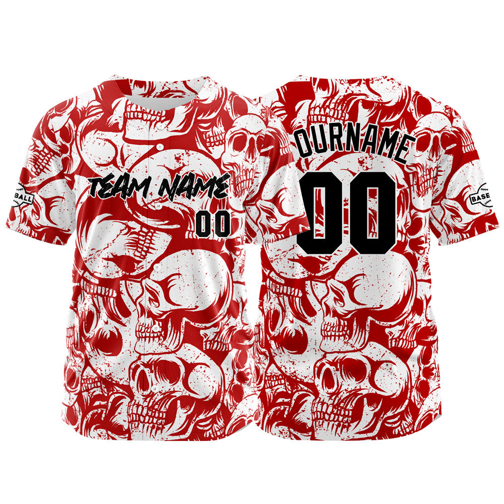 Camiseta de béisbol personalizada para hombres mujeres ni?os y jóvenes con bordados e impresión en rojo y blanco