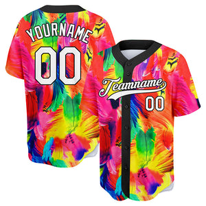 custom full print design authentic colorful feather baseball jersey