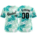 Camiseta de béisbol con dise?o personalizado estampado completo en color verde aguamarina