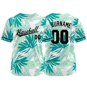 Camiseta de béisbol con dise?o personalizado estampado completo en color verde aguamarina