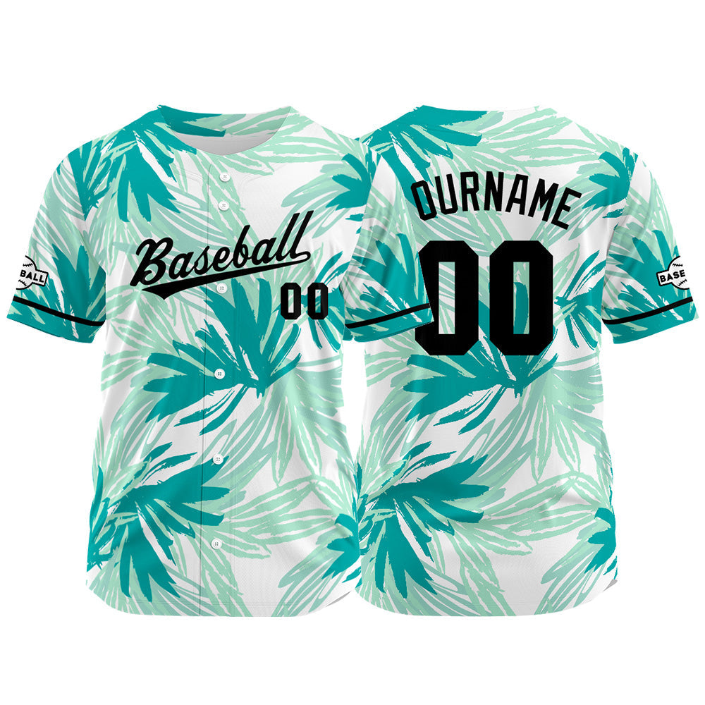 Camiseta de béisbol con dise?o personalizado estampado completo en color verde aguamarina