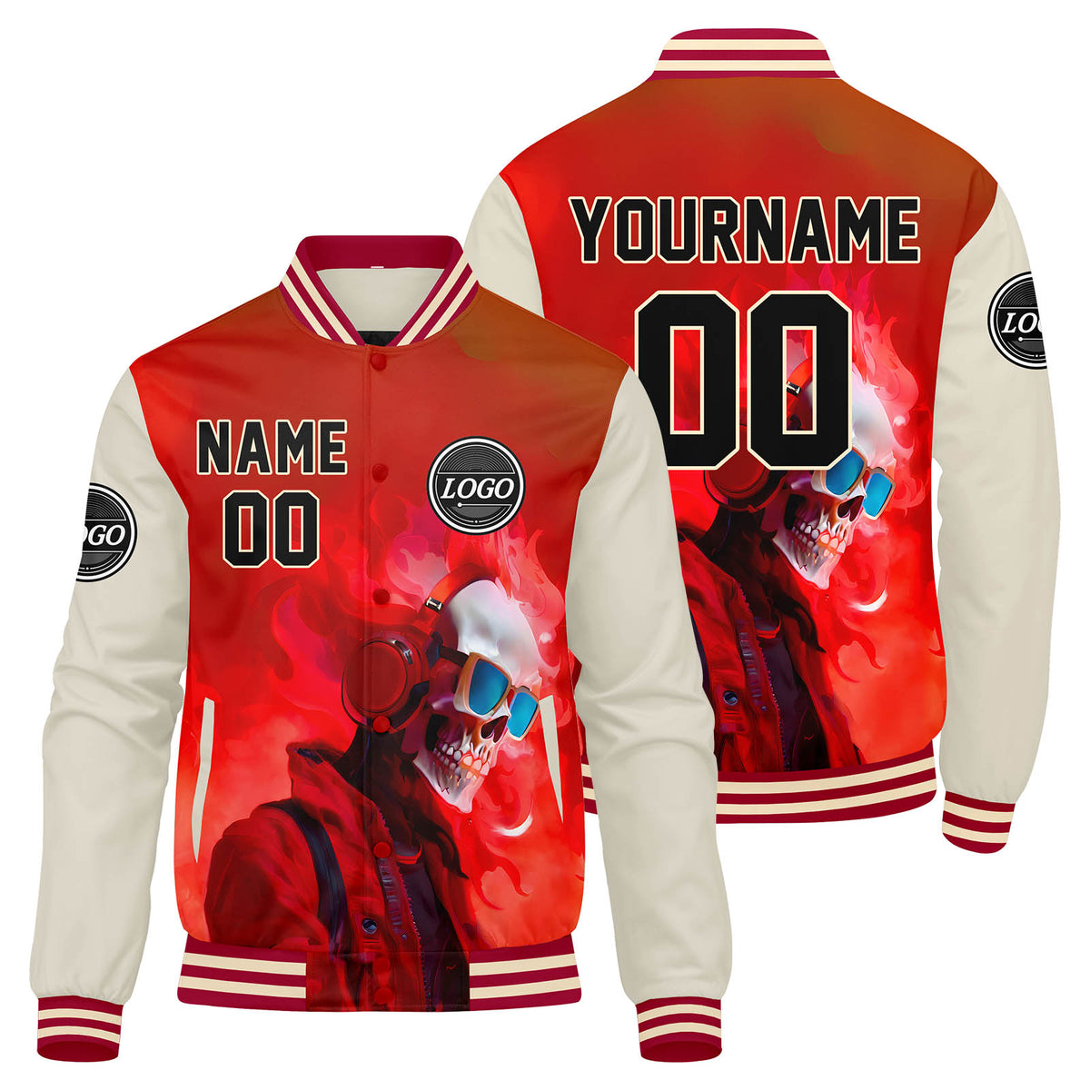 Chaqueta universitaria personalizada estilo Letterman para hombres-mujeres y jóvenes-color rojo crema