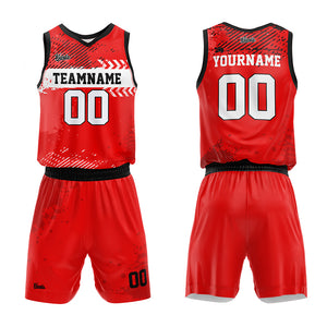 Uniforme de baloncesto rojo personalizado con tu logotipo-nombre y número impresos