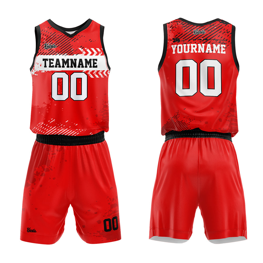 Uniforme de baloncesto rojo personalizado con tu logotipo-nombre y número impresos