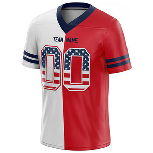 team member custom authentic football jersey navy-white-red mesh