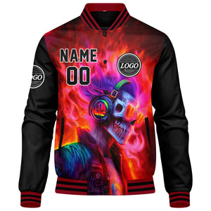 Chaqueta universitaria personalizada estilo Letterman para hombres-mujeres y jóvenes-color rojo y negro
