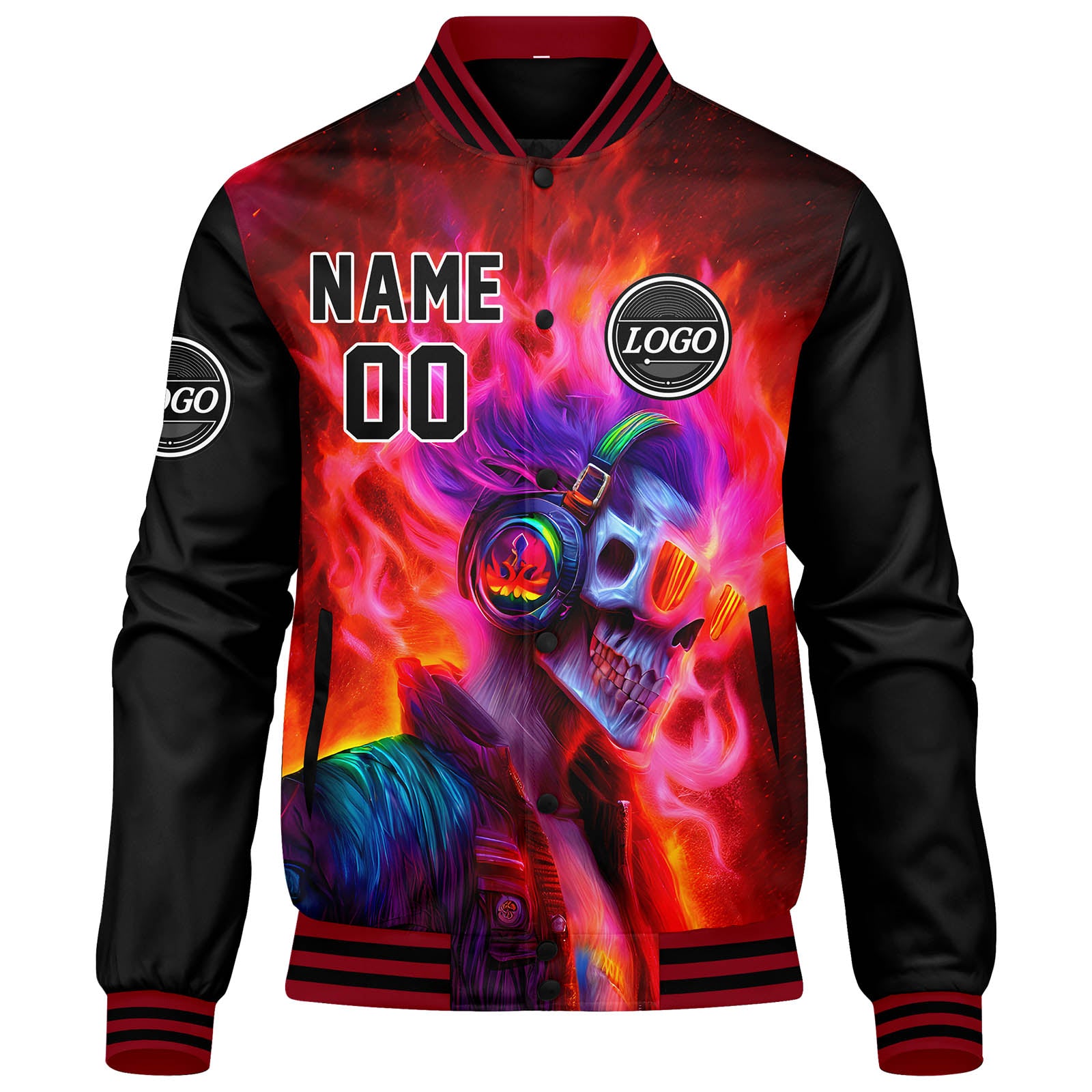 Chaqueta universitaria personalizada estilo Letterman para hombres-mujeres y jóvenes-color rojo y negro