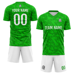 Conjunto personalizado de camiseta de fútbol verde y negro para niños y adultos