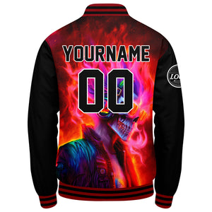 Chaqueta universitaria personalizada estilo Letterman para hombres-mujeres y jóvenes-color rojo y negro