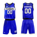 Uniforme de baloncesto azul personalizado con tu logotipo-nombre y número impresos