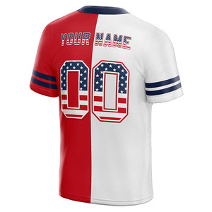 team member custom authentic football jersey red-white-navy mesh