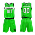 Uniforme de baloncesto verde personalizado con tu logotipo-nombre y número impresos