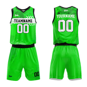 Uniforme de baloncesto verde personalizado con tu logotipo-nombre y número impresos