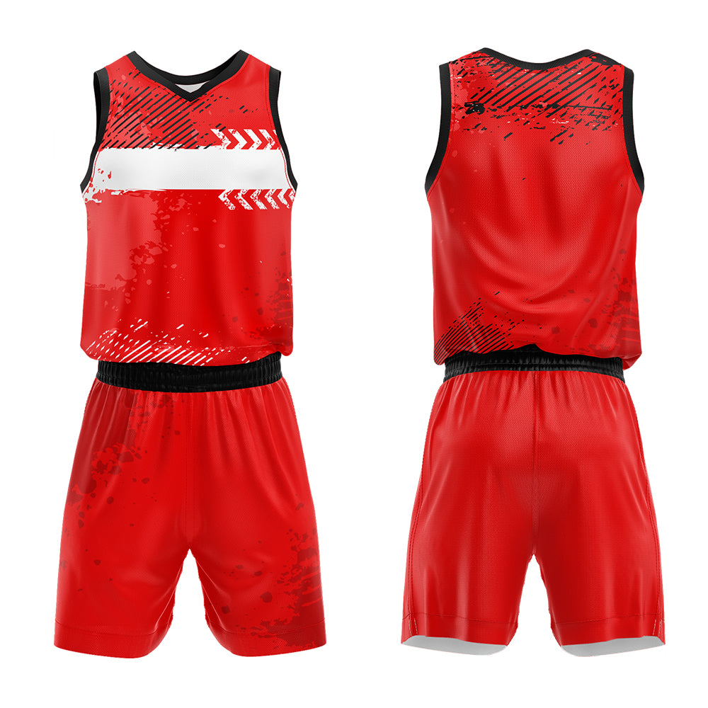 Uniforme de baloncesto rojo personalizado con tu logotipo-nombre y número impresos