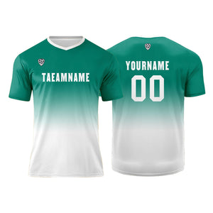 Conjunto personalizado de camiseta de uniforme verde oscuro y blanco para niños y adultos