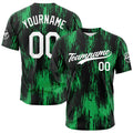 Camiseta de béisbol con dise?o personalizado estampado a todo color verde y negro