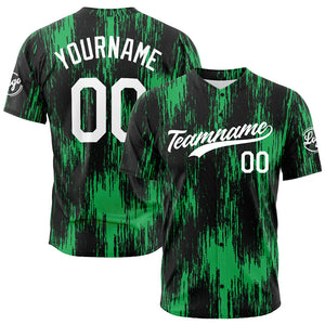 Camiseta de béisbol con dise?o personalizado estampado a todo color verde y negro