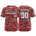 Camiseta de béisbol personalizada para hombres mujeres ni?os y jóvenes con bordados e impresión en rojo y gris
