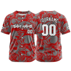 Camiseta de béisbol personalizada para hombres mujeres ni?os y jóvenes con bordados e impresión en rojo y gris