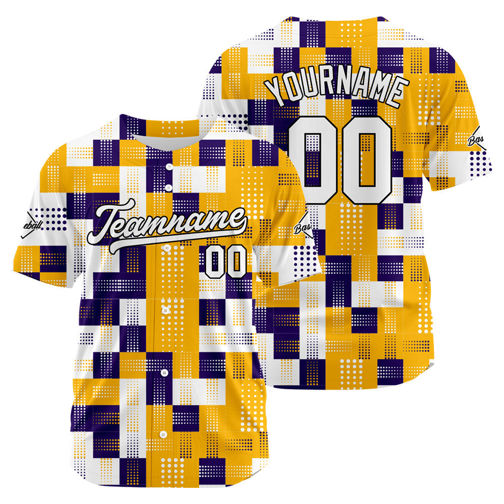 Camiseta de béisbol con dise?o personalizado estampado completo en naranja y morado