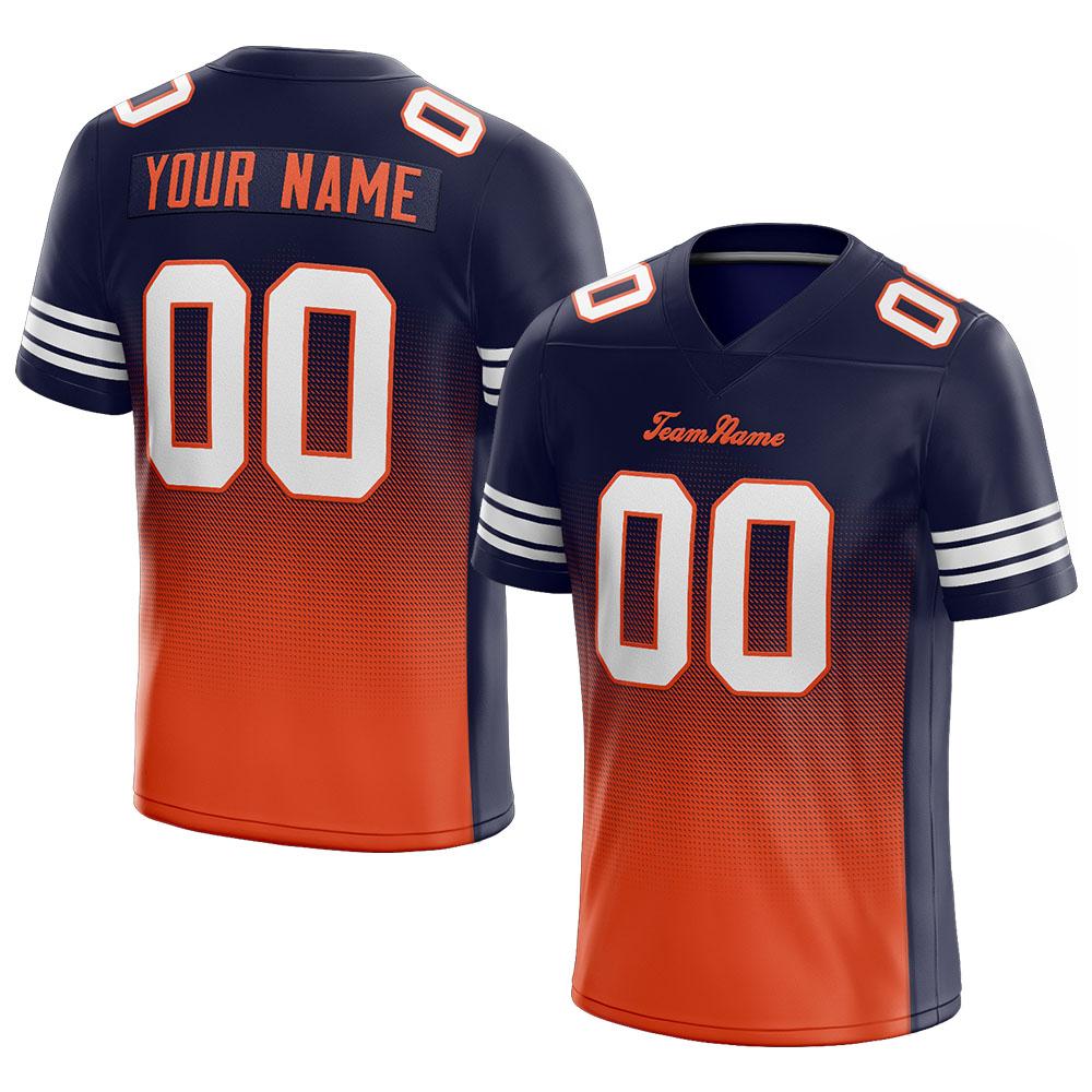 custom authentic gradient fashion football jersey navy-orange-white
