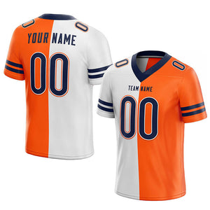 custom authentic split fashion football jersey orange-white-navy mesh