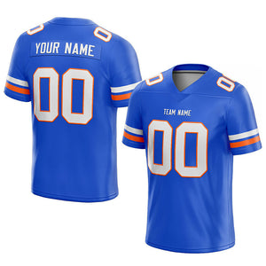 customized  authentic football jersey blue-white-orange mesh