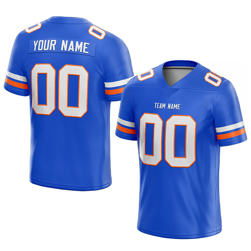 customized  authentic football jersey blue-white-orange mesh