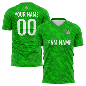 Conjunto personalizado de camiseta de fútbol verde y negro para niños y adultos
