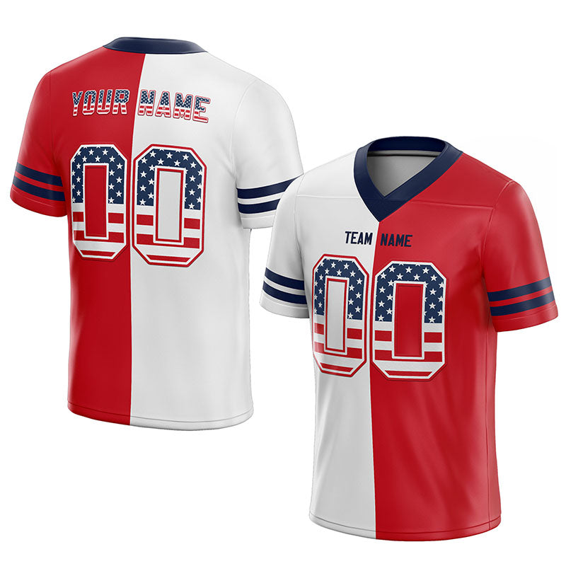 team member custom authentic football jersey red-white-navy mesh