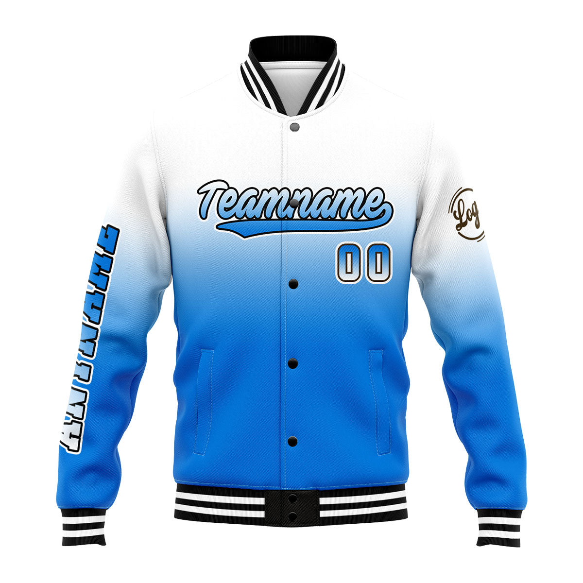 Chaqueta universitaria personalizada estilo Letterman para hombres-mujeres y jóvenes-color blanco y azul