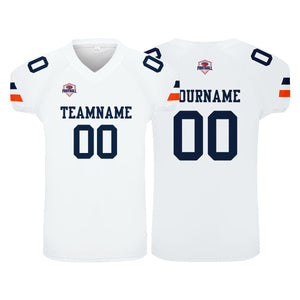 Camiseta de fútbol personalizada con nombre y número del equipo impresos en color blanco