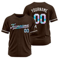 Camiseta de béisbol marrón personalizada con diseño bordado Camisetas de béisbol de hip hop personalizadas