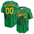 custom full print design authentic green tie-dyed baseball jersey
