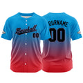 Dise?o personalizado de camiseta de béisbol con estampado completo en rojo y azul