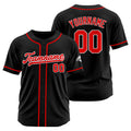 Camiseta de béisbol personalizada con diseño bordado & estilo hip hop & color negro y rojo