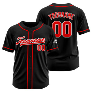 Camiseta de béisbol personalizada con diseño bordado & estilo hip hop & color negro y rojo