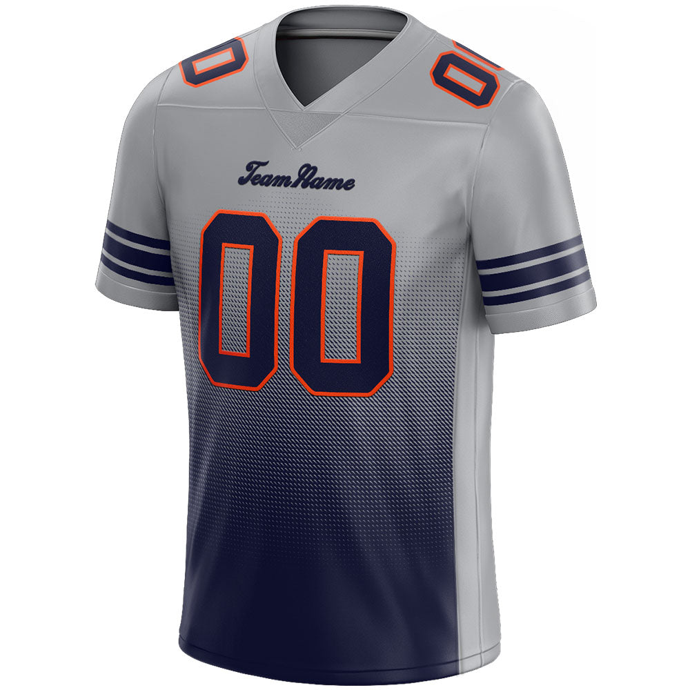 custom authentic gradient fashion football jersey gray-navy-orange