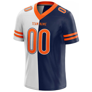 custom authentic split fashion football jersey orange-white-navy mesh