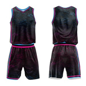 Uniforme de baloncesto negro personalizado con tu logotipo-nombre y número impresos