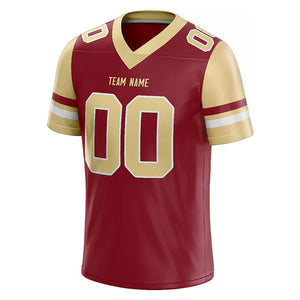 customized  authentic football jersey burgundy-gold mesh
