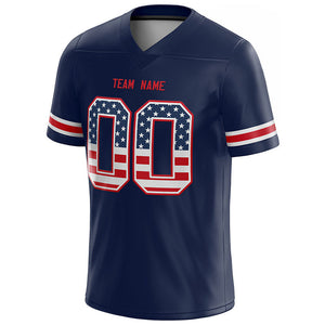 team customized authentic usa flag football jersey red-navy-white mesh
